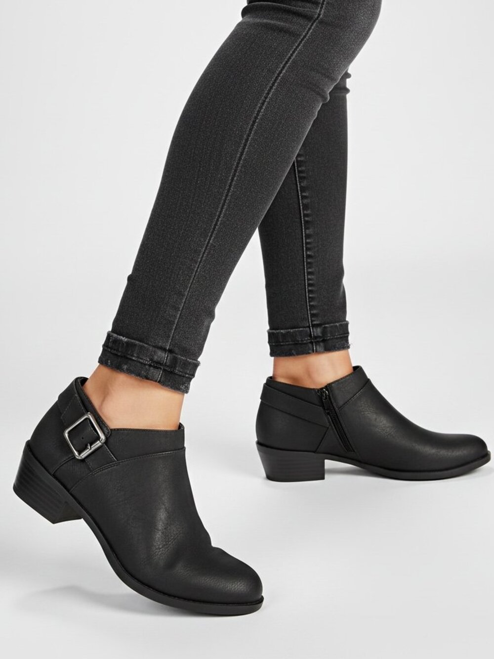 LifeStride Lexi Black Booties Women’s 9.5 M Slip-On Zip Buckle NIB